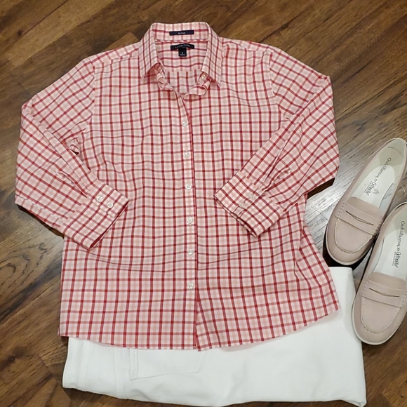 Lands' End Tops - Womens Land's End pink button down top size 8